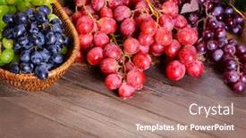  Presentation with table grape - Audience pleasing presentation design consisting of grape in bowl on wooden table backdrop and a coral colored foreground