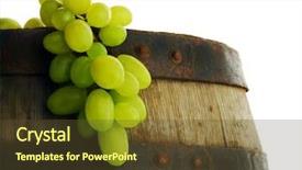  Presentation with wine barrel - PPT theme having grape on old wine barrel background and a tawny brown colored foreground