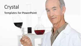  Presentation with laboratory - Audience pleasing presentation consisting of grape research - scientist holding a wine glass backdrop and a white colored foreground