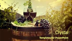  Presentation with vine wine - PPT theme featuring grape vine - red wine bottle and wine background and a tawny brown colored foreground
