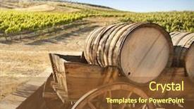  Presentation with grape - Slide deck featuring grape vineyard with vintage barrel background and a tawny brown colored foreground