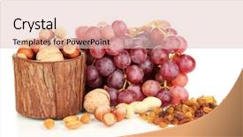  Presentation with grape - PPT theme having grape with nuts isolated on white background and a lemonade colored foreground