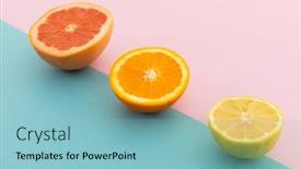  Presentation with orange fruit - Audience pleasing slide deck consisting of grapefruit-orange-and-lemon-halves backdrop and a light blue colored foreground