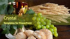  Presentation with bread - PPT theme consisting of grapes and holy bread next background and a tawny brown colored foreground