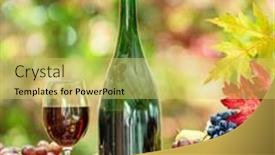  Presentation with bottle - PPT layouts having grapes-bottle-of-wine background and a yellow colored foreground