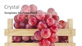  Presentation with box - Presentation having grapes in a wooden crate box isolated on a white background background and a white colored foreground