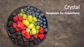  Presentation with grape vine black grapes - Slide deck enhanced with grapes on a black plate background and a gray colored foreground