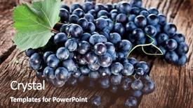  Presentation with old wooden table food - Presentation design featuring grapes on a old wooden background and a tawny brown colored foreground