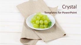  Presentation with white torn paper on gray - Amazing theme having grapes on beige place mat backdrop and a lemonade colored foreground