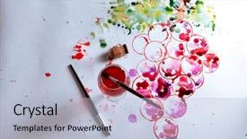  Presentation with grape vine wine grapes - Cool new slide set with grapes painted with wine cork backdrop and a light blue colored foreground