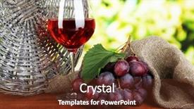  Presentation with grape vine wine grapes - Presentation design consisting of grapes with glass of wine background and a tawny brown colored foreground