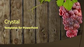  Presentation with green leaves - Cool new presentation with grapes with leaves on wood backdrop and a tawny brown colored foreground