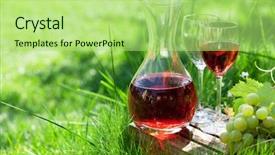  Presentation with grape vine wine grapes - PPT theme with grapevine - rose wine in decanter background and a mint green colored foreground