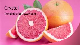  Presentation with pomegranates and grapefruit - Slide set featuring grapfruut - grapefruit and grapefruit slices isolated background and a coral colored foreground