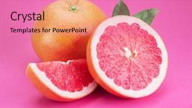  Presentation with pomegranates and grapefruit - Presentation theme enhanced with grapfruut - grapefruits and grapefruit slices isolated background and a coral colored foreground