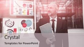  Presentation with sports official - Theme with graph against businessman carrying official file background and a light gray colored foreground