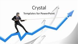  Presentation with businessman standing on mountain top - Beautiful presentation design featuring graph and pulling it upward backdrop and a white colored foreground