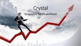  Presentation with businessman standing on maze - Audience pleasing slide deck consisting of graph and pulling it upward backdrop and a light gray colored foreground