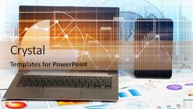  Presentation with ipad - Colorful presentation design enhanced with graph computing - image of ipad laptop backdrop and a  colored foreground