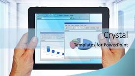  Presentation with graphics - Colorful presentation design enhanced with graph computing - laptop with computer graphics backdrop and a light blue colored foreground