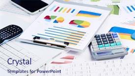  Presentation with courier business finance analysis - Slide set enhanced with graph computing - office stationery objects finance background and a  colored foreground