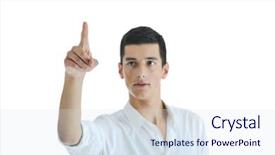  Presentation with solving - Audience pleasing PPT theme consisting of businessman with clock isolated on white backdrop and a light gray colored foreground