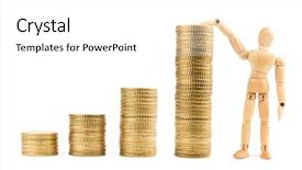  Presentation with toy model - Colorful slide deck enhanced with graph from gold coins backdrop and a white colored foreground