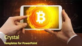  Presentation with elegant table setting - Colorful presentation theme enhanced with graph mining - elegant hand touching tablet backdrop and a tawny brown colored foreground