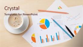  Presentation with wooden desk cup - Slide deck enhanced with graph paper - office desk workplace with coffee background and a lemonade colored foreground