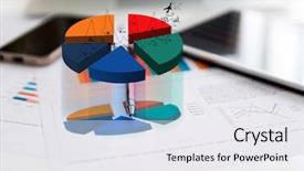  Presentation with phone - PPT theme with graph success - financial charts on the table background and a white colored foreground