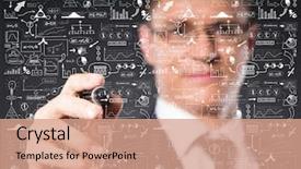  Presentation with theory - Cool new slide deck with graph theory - businessman working with a business backdrop and a coral colored foreground