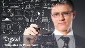  Presentation with theory - Slide deck enhanced with graph theory - businessman working with a business background and a dark gray colored foreground