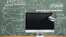  Presentation with theory - Slide set enhanced with graph theory - digital composite of computer desk background and a gray colored foreground