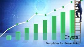  Presentation with businessman climbing the career ladder - Presentation design having graph upward - businessman climbing towards growth background and a light blue colored foreground