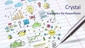  Presentation with multimedia - Presentation design with graphic copybook - close-up of drawing colorful multimedia background and a sky blue colored foreground