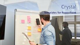  Presentation with smartphone app - Theme enhanced with graphic-designer-in-the-brainstorming background and a lemonade colored foreground