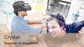  Presentation with virtual reality - Presentation theme enhanced with graphic designer in virtual reality background and a coral colored foreground