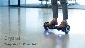  Presentation with graphic - Presentation enhanced with graphic-designer-standing-on-hoverboard background and a light blue colored foreground