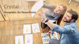  Presentation with design team - Beautiful slides featuring graphic-designer-team backdrop and a lemonade colored foreground