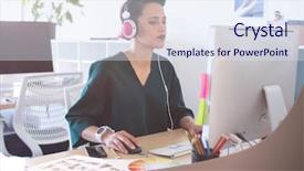  Presentation with race - Beautiful presentation design featuring graphic designer working on computer backdrop and a sky blue colored foreground