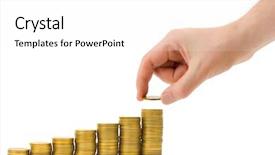  Presentation with diagram - Slide deck with graphic diagram - hand put coin to money background and a white colored foreground