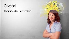  Presentation with funnel - Audience pleasing presentation theme consisting of graphic funnel - business person looking for new backdrop and a white colored foreground