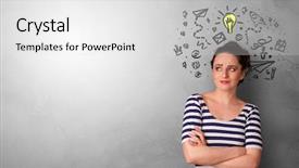  Presentation with funnel - Audience pleasing slide set consisting of graphic funnel - business person looking for new backdrop and a light gray colored foreground