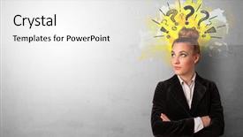  Presentation with funnel - Cool new presentation theme with graphic funnel - business person looking for new backdrop and a white colored foreground