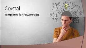  Presentation with funnel - Colorful PPT theme enhanced with graphic funnel - business person looking for new backdrop and a white colored foreground