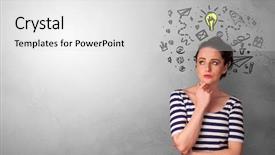  Presentation with funnel - Audience pleasing presentation consisting of graphic funnel - business person looking for new backdrop and a light gray colored foreground