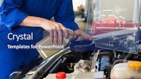  Presentation with car engine - PPT theme with graphic funnel - engine interface against mechanic pouring background and a  colored foreground