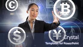  Presentation with composite - Presentation theme having graphic icon with international money background and a  colored foreground