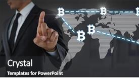  Presentation with 3d men world map - Theme featuring graphic icons on world map background and a dark gray colored foreground