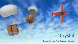  Presentation with parachute - Slide set featuring graphic image of 3d parachute background and a sky blue colored foreground
